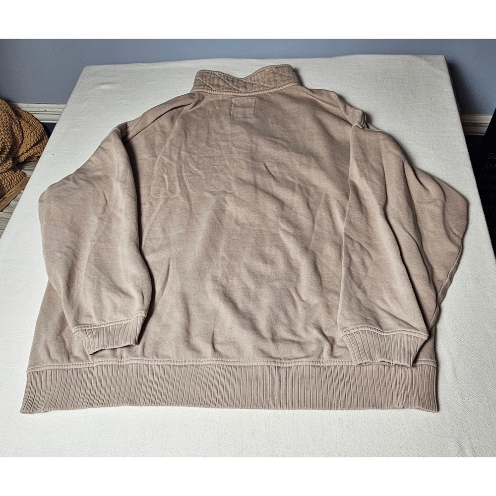 Aerie Tan Beige Quilted Mock Neck Quarter Snap Fleece Sweatshirt Large - Picture 2 of 7